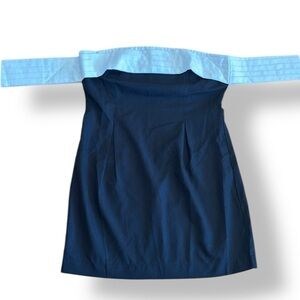 Ces Femme Black and White Cocktail Dress NEW sz Large L off shoulder mini tuxedo